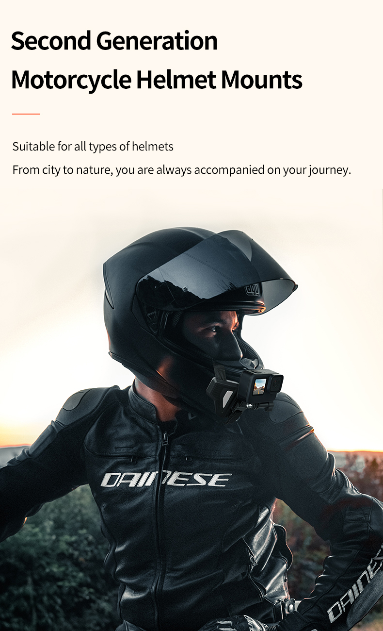 Telesin Bicycle Motorcycle Helmet Chin Mount Camera Strap Mount Camera Holder Adapter for GoPros and DJI cameras