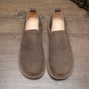 Chaussures bateau en cuir véritable à enfiler, bout rond, semelle extérieure en caoutchouc respirante, toutes saisons, semelle intermédiaire en EVA - Product Image 2
