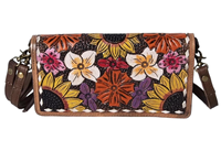 Dompet Kulit Sapi Asli Wanita India, Motif Bunga Barat, Buatan Tangan, Model Roper, Vintage, Resleting, Portabel, Aksesoris Musim Panas