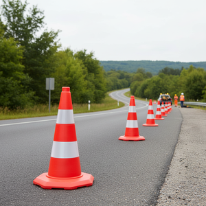 TPE Traffic Cone 52 cm Double Reflective White Weightless <b>Roadway</b> <b>Safety</b> Barrier - Product Image 3