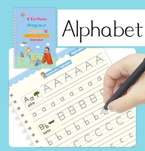 Niños educativos caligrafía francesa reutilizable dibujo escritura a mano letra del alfabeto libro de práctica mágica cuadernos mágicos con pluma - Product Image 3