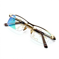 Lunettes de lecture multifocales intelligentes photochromiques anti-lumière bleue, à double usage (vision de près et de loin), couleur or-brun, pour hommes, prêtes pour le dropshipping, avec zoom