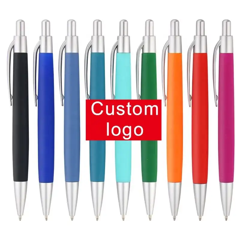 Pena bolpoin dapat ditarik AI-MICH dengan Logo multiwarna Macaron promosi plastik Morandi Gel tinta pena Logo kustom untuk hadiah