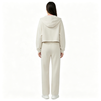 Ensemble de survêtement pour femme avec logo personnalisé, sweat à capuche court et pantalon de survêtement large, 2 pièces, style décontracté oversize