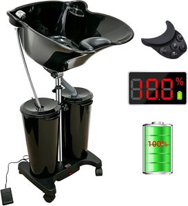 Mobiliario Profesional para Salón de Belleza y Hospital, Equipo de Peluquería, Lavacabezas Portátil con Ruedas y 2 Cubetas - Product Image 6