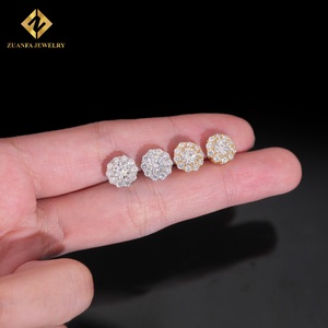 Hot Saling 8.8mm Moissanite <strong>Earring</strong> Rapper Fashion Diamond <strong>Earring</strong> <strong>Solid</strong> 18k Gold 925 <strong>Silver</strong> VVS1 Moissanite Iced Out <strong>Earrings</strong> - Product Image 6