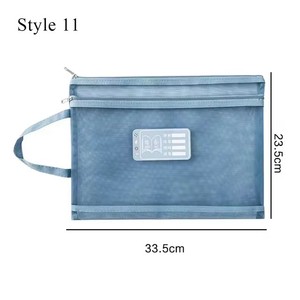 A4 Stationery <b>Storage</b> Bag Double-layer Mesh Zipper Bag Large Capacity Organizer Cosmetic Makeup Bag Transparent <b>File</b> Folders - Product Image 6
