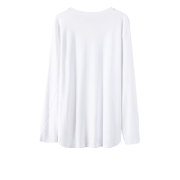 2024 printemps nouvelles femmes vêtements 100% coton T-shirts Pour Femmes avec fente latérale col rond uni blanc blanc t-shirt