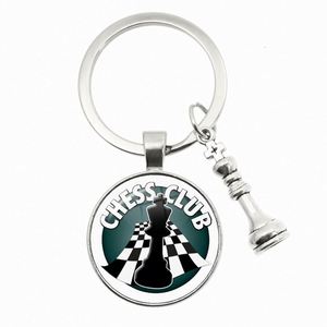 Porte-clés d'échecs, échiquier, pièce d'échecs, pendentif en verre, porte-clés de voiture en métal de haute qualité, cadeau pour les amateurs d'échecs - Product Image 3