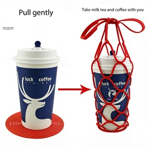 Porte-gobelet créatif en silicone pour thé au lait, sac en maille résistant à la chaleur de qualité alimentaire pour tasses à café, sous-verre multifonctionnel antidérapant - Product Image 4