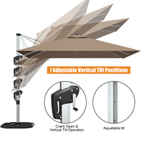 Lampu Taman Luar Ruangan Ovida Big Outdoor 10ft Ukuran Penuh, Mekanisme Tilt Offset Aluminium Alloy Manual, Lampu LED Tenaga Surya Warna Navy, Pengganti Lampu Patio