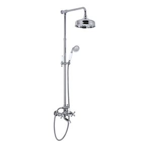 Vintage Brass Dual Handle Full-Body Shower Head Wall-Mounted Bathroom <b>Set</b> Rain <b>Spray</b> Pattern Polished Chrome Ceramic BT-S18039A - Product Image 1