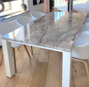 แผ่นหินอ่อนธรรมชาติสีเงินรูท หินอ่อนสีเทาลาซา พร้อมลายเส้นสีน้ำตาลเทาขนาดใหญ่ สำหรับปูพื้น ผนัง บันได โครงการต่างๆ ตัดตามขนาดที่ต้องการ - Product Image 6