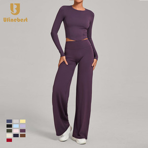 Giản Dị Rắn Thoáng Khí Yoga V-Hình Thẳng Chân Quần Nhanh Khô Thể Thao Yoga T Áo Sơ Mi Phụ Nữ Của Tập Thể Dục Hai Mảnh Bộ - Product Image 4