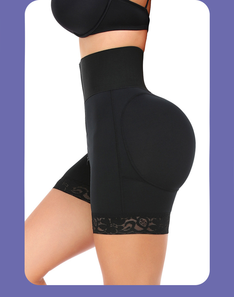 Zipper-Front Tummy-Control Shapewear Bodysuit (A568): back view showing seat coverage and shaping construction