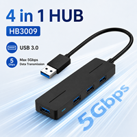 Hub USB 3.0 4 ports 5 Gbit/s haute vitesse, concentrateur USB portable 4-en-1 en ABS, extension Plug-and-Play pour ordinateurs portables et PC – En stock