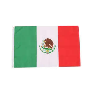 Spanduk bendera Meksiko 3x5 kaki kustom bendera bordir dua sisi luar ruangan