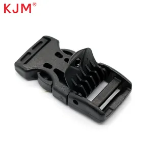 KJM custom multicolored pom recycled nylon webbing plastic 18mm dual adjustable buckle for outdoor hiking accessories