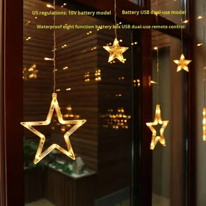 <span class=keywords><strong>LED</strong></span> giáng sinh Sao Rèm đèn năm sao Streamer USB Hộp Pin trang trí chuỗi đèn IP44 không thấm nước 2.5m từ xa - Product Image 3