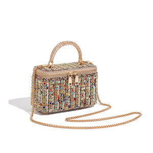 Pochette de Soirée pour Femme avec Strass, Poignée Diamantée et Chaîne Dorée – Sac à Main Bandoulière pour Mariage et Fêtes - Product Image 3
