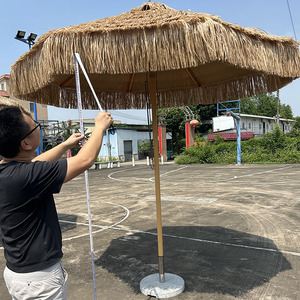 Parasol de jardin extérieur <span class=keywords><strong>grand</strong></span> format pour villa, hôtel, piscine, plage, café, terrasse, en chaume double couche - Product Image 5