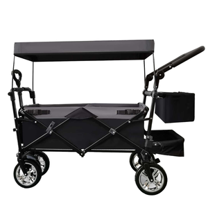Chariot utilitaire pliable robuste de haute qualité Push Pull <span class=keywords><strong>Wagon</strong></span> poussette auvent pour le stockage des achats en plein air industriel - Product Image 3