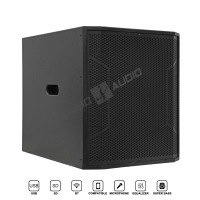 Subwoofer actif professionnel 18 pouces 3000W de crête 520W RMS Amplificateur Classe D Boîtier en bois Préréglages DSP Entrées/sorties XLR pour événements extérieurs OEM
