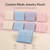 Pochette de luxe 2024 en microfibre suédée avec rabat, sur mesure, en velours, pour emballage de bijoux, avec logo, pour colliers et bagues
