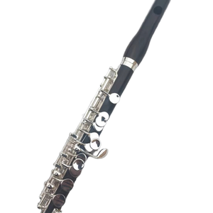 Piccolo en bakélite à corps en bois, plaqué argent, avec trous ouverts - Product Image 1