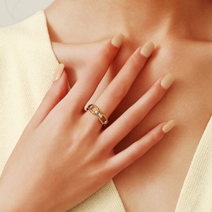 Stainless Steel <b>Ring</b> Geometric Shape Gold Plated Two Tone Unisex Fashion Jewelry Gift YR21 - Product Image 2