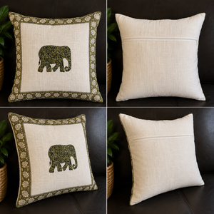 Handmade Luxury Square Cotton Handblock <b>Print</b> <b>Cushion</b> Cover Eco-Friendly Anti-Bacteria Fabric Elephant Design for Home Decor - Product Image 6