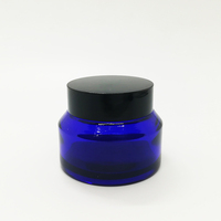 Usine ODM RUIPACK OEM, fabrication sur mesure, pot en verre vide pour crème cosmétique, couleur bleue, 15 ml, 30 ml, 50 ml, 100 ml, pot en verre à épaule inclinée avec couvercle à vis