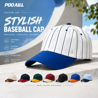 Casquette de baseball classique en coton à 6 panneaux avec logo personnalisé, rayures verticales simples et élégantes, pour le sport, les voyages et le quotidien