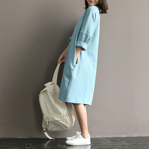 Abiti Estivi da Donna all'Ingrosso, <span class=keywords><strong>Vestito</strong></span> Midi Oversize con Collo Tondo e Maniche <span class=keywords><strong>a</strong></span> Pipistrello, Gonne <span class=keywords><strong>Lunghe</strong></span> Casual con Tasche in Cotone - Product Image 3