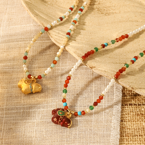 Collar con Colgante de Caballo <span class=keywords><strong>2026</strong></span>, Collar de Cuentas de Piedra Natural para Mujer, Cadena de Cuentas Chapada en Oro de 24K para Año Nuevo, Diseño Único - Product Image 2