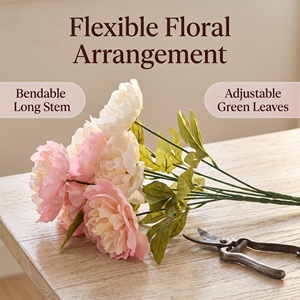 Fleurs <span class=keywords><strong>de</strong></span> pivoine artificielles roses à 5 têtes, bouquet <span class=keywords><strong>de</strong></span> pivoines en soie <span class=keywords><strong>pour</strong></span> la décoration <span class=keywords><strong>de</strong></span> la maison, des mariages et des fêtes, fleurs artificielles réalistes en gros - Product Image 3
