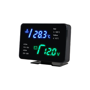 Wenle <span class=keywords><strong>2</strong></span> Trong <span class=keywords><strong>1</strong></span> Ngang Đo LED Kỹ Thuật Số Meter Vôn Kế Nhiệt Độ Nước Tự Động Xe Volt Đo Cho Tất Cả Các Phổ Xe Thuyền Tàu - Product Image 3