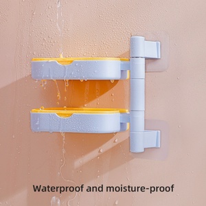 Juego de Jabonera Giratoria de Pared de Tres/Cuatro Niveles, Sin Perforaciones, con Drenaje, Estante de Almacenamiento Multicapa para el Hogar - Product Image 4