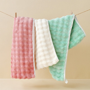 Serviette de séchage capillaire en polaire corail 25x65 cm, séchage rapide, couleur unie, pour usage domestique, avec bandeau intégré - Product Image 3