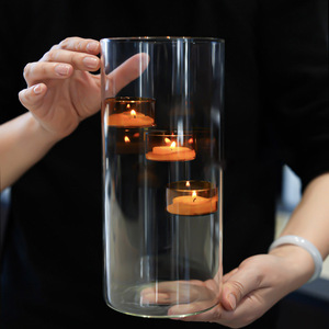 Creative <strong>Windproof</strong> Glass Candlestick Heat Resistant Glass Cylinder <strong>Candle</strong> <strong>Holder</strong> - Product Image 2