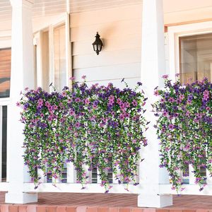 Macetas Decorativas Colgantes para Jardín, con Flores Artificiales Rojas, Púrpuras y Rosas, para Exteriores - Product Image 4