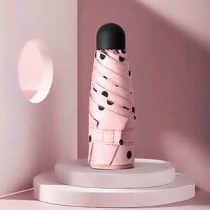 Nouveau design, vente en gros, parapluie mini capsule anti-UV rond, ultra-petit, moderne, manuel, pour femme, pliable en 5 sections - Product Image 4