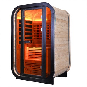 Sauna extérieur infrarouge lointain pour 2 personnes, en bois naturel, cabine de spa domestique pour jardin - Product Image 4