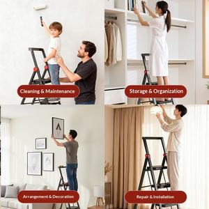 Échelle pliante multifonctionnelle télescopique en acier carbone épaissi pour usage domestique, échelle à quatre marches en forme de A, petite échelle portable - Product Image 3