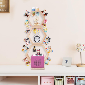 Hexagon Tonie DIY Étagère flottante en bois magnétique Ensemble 3 supports de rangement muraux pour Tonie <span class=keywords><strong>Box</strong></span> pour enfants - Product Image 3