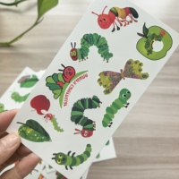 2026 Stiker Tato Sementara Motif Ulat 8 Lembar, Tahan Air, untuk Dekorasi Ulang Tahun dan Souvenir