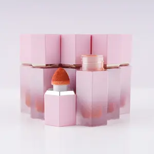 A forma di cuore blush stick con spugnetta bastoncino liquido air blush contenitore di imballaggio rosa private label makeup gel blush