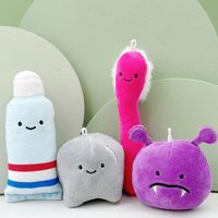 Pendentif de sac à dents créatif et original en forme de brosse à dents, avec visage souriant rose en peluche, porte-clés dentifrice en fibre de polyester