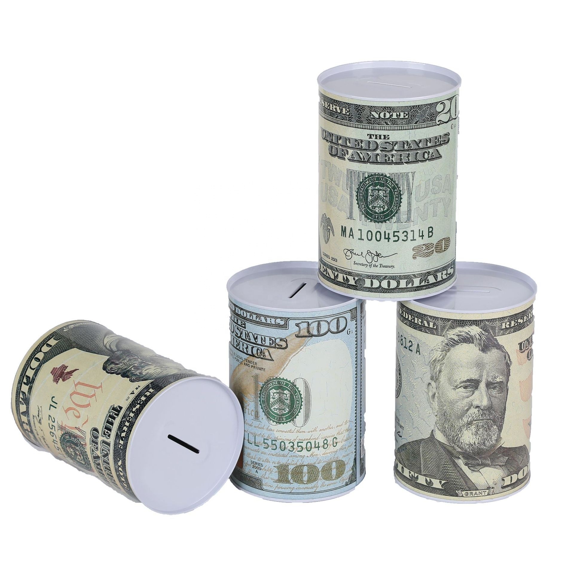 Копилка на заказ, Металлическая Цилиндрическая копилка для монет, копилка для долларов США, подарки