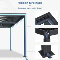 Pergola motorisée en aluminium à lames orientables, imperméable, pour extérieur, avec toit rétractable et pliable, parasol de jardin, finition thermolaquée